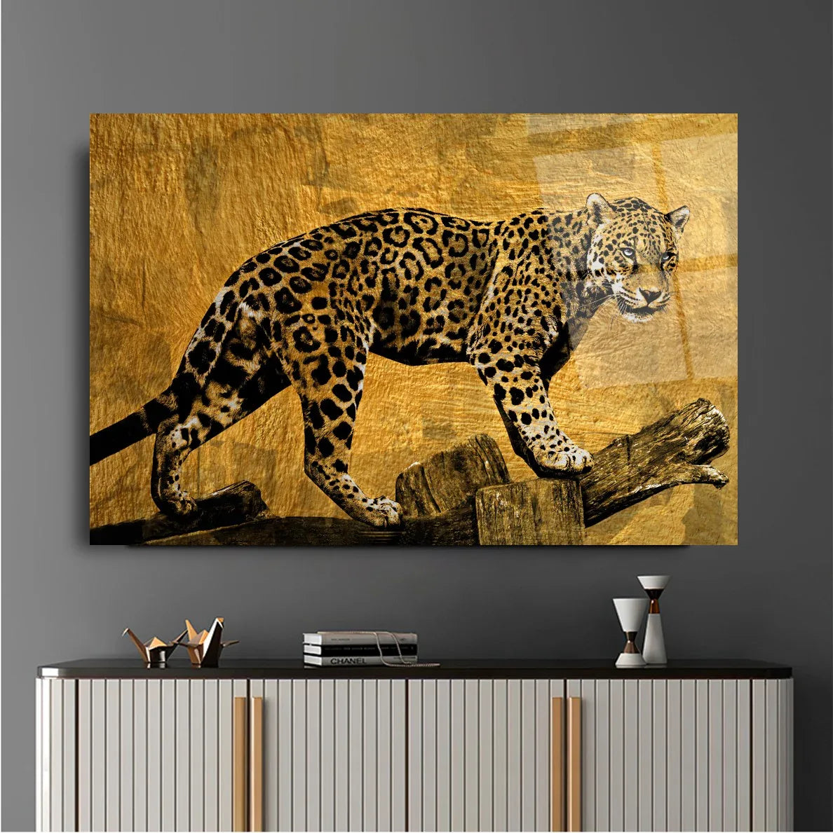 Leopard Glass Wall Art - LUXARTDECO