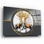 Two Majestic Deer Glass Wall Art - LUXARTDECO