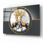 Two Majestic Deer Glass Wall Art - LUXARTDECO
