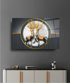 Two Majestic Deer Glass Wall Art - LUXARTDECO