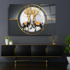 Two Majestic Deer Glass Wall Art - LUXARTDECO
