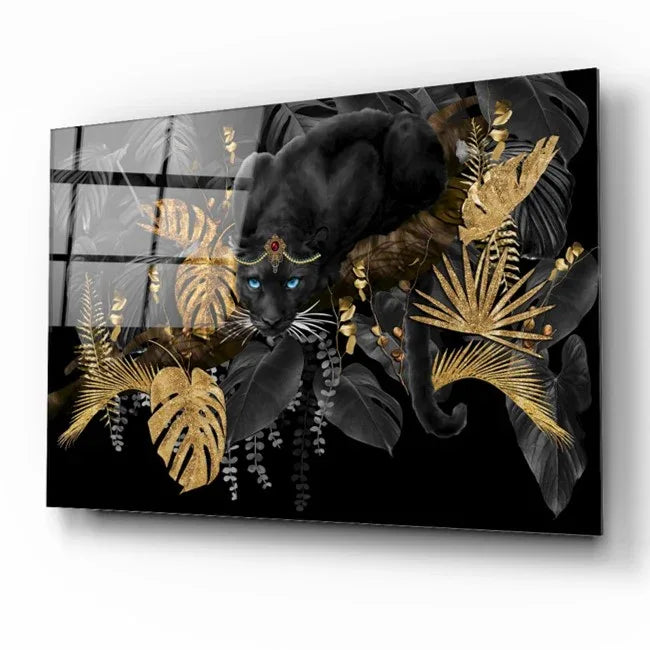 Panther Glass Wall Art - LUXARTDECO