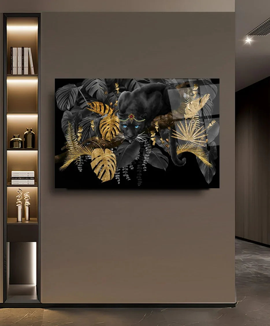 Panther Glass Wall Art - LUXARTDECO