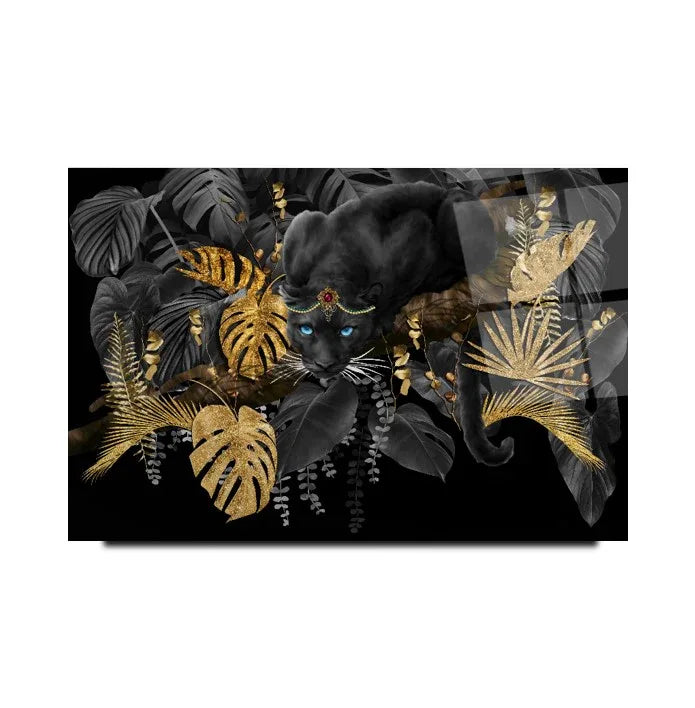Panther Glass Wall Art - LUXARTDECO