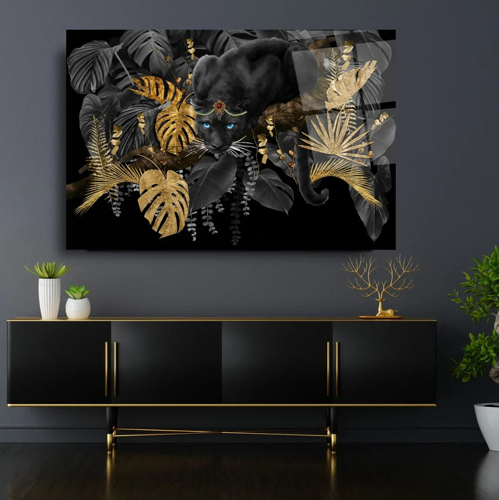 Panther Glass Wall Art - LUXARTDECO