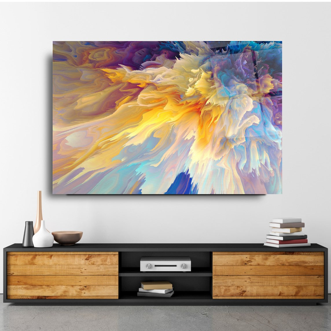 Décoration murale en verre avec éclaboussures de couleur