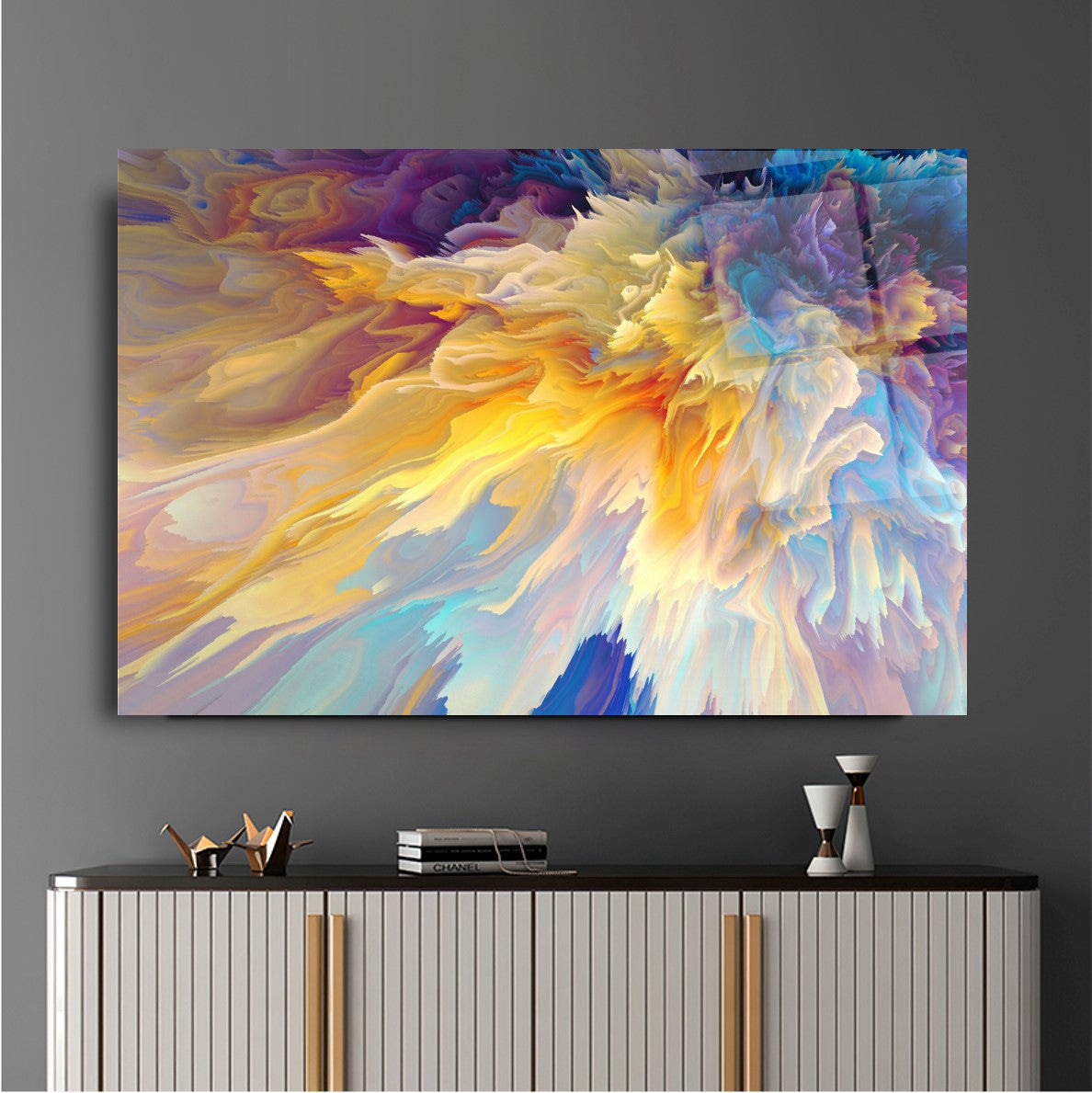 Décoration murale en verre avec éclaboussures de couleur