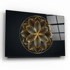 Art mural abstrait en verre noir et or