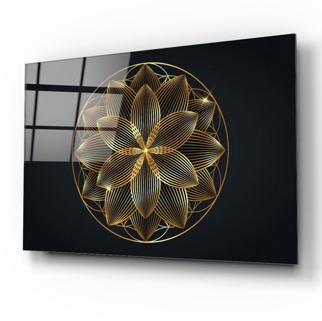 Abstract Gold Black Glass Wall Art