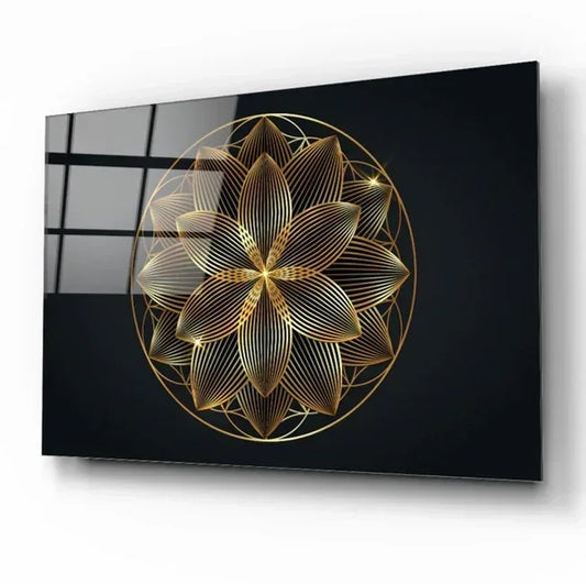 Abstract Gold Black Glass Wall Art - LUXARTDECO