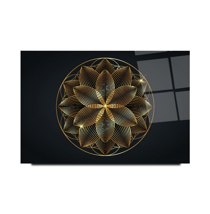 Abstract Gold Black Glass Wall Art