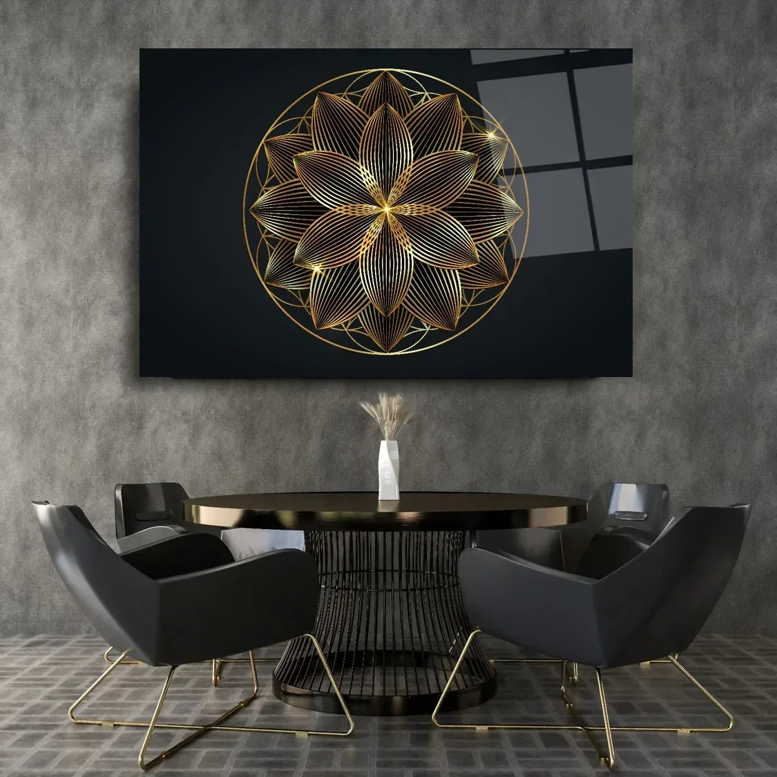 Abstract Gold Black Glass Wall Art - LUXARTDECO