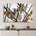 Grey Flower Glass Wall Art