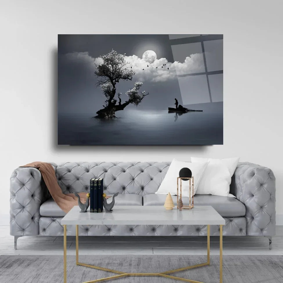 Light of Moon Glass Wall Art - LUXARTDECO