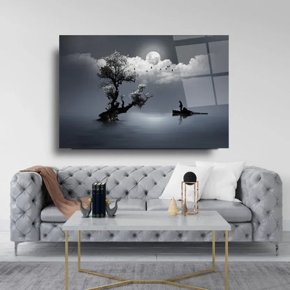Light of Moon Glass Wall Art - LUXARTDECO