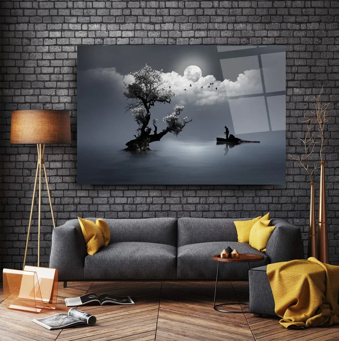 Light of Moon Glass Wall Art - LUXARTDECO