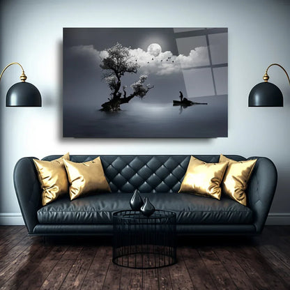 Light of Moon Glass Wall Art - LUXARTDECO