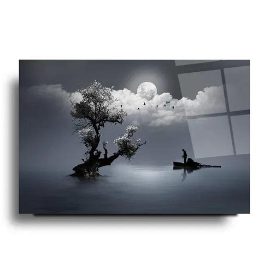 Light of Moon Glass Wall Art - LUXARTDECO