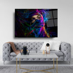 Neon Girl Glass Wall Art