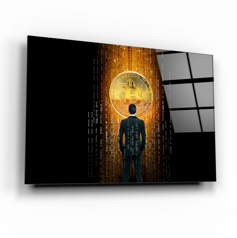 Décoration murale en verre Bitcoin 