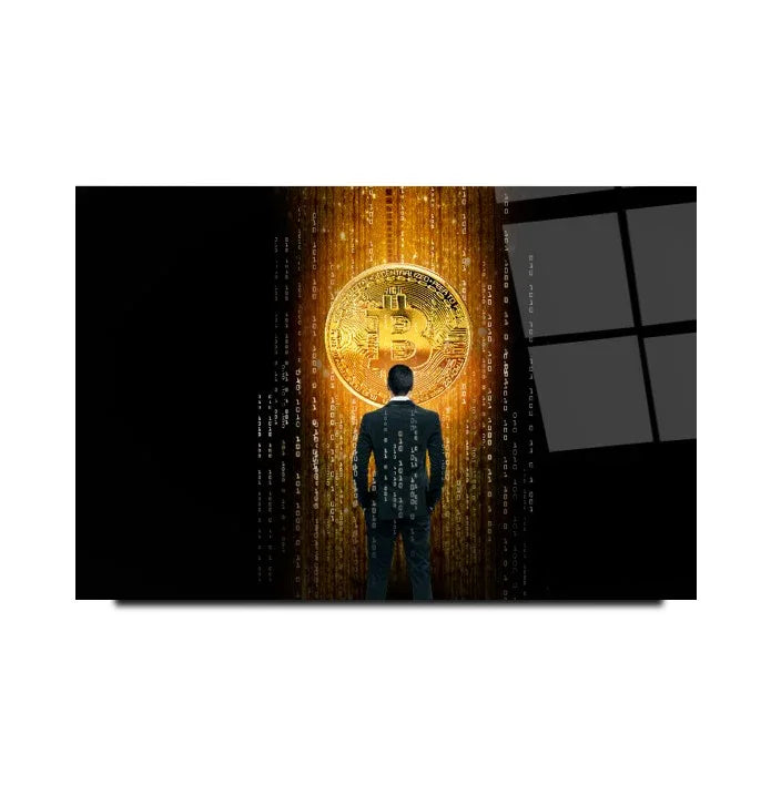Bitcoin Glass Wall Art - LUXARTDECO