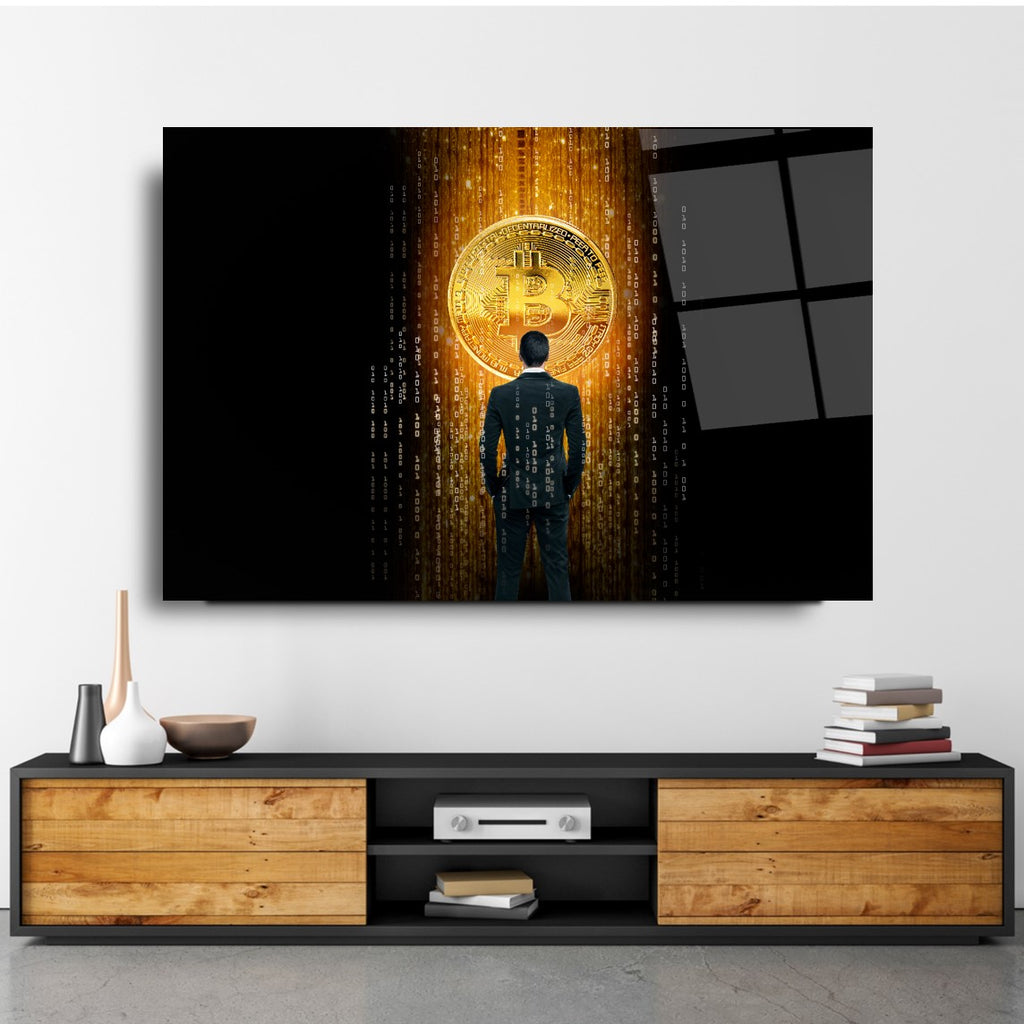 Décoration murale en verre Bitcoin 