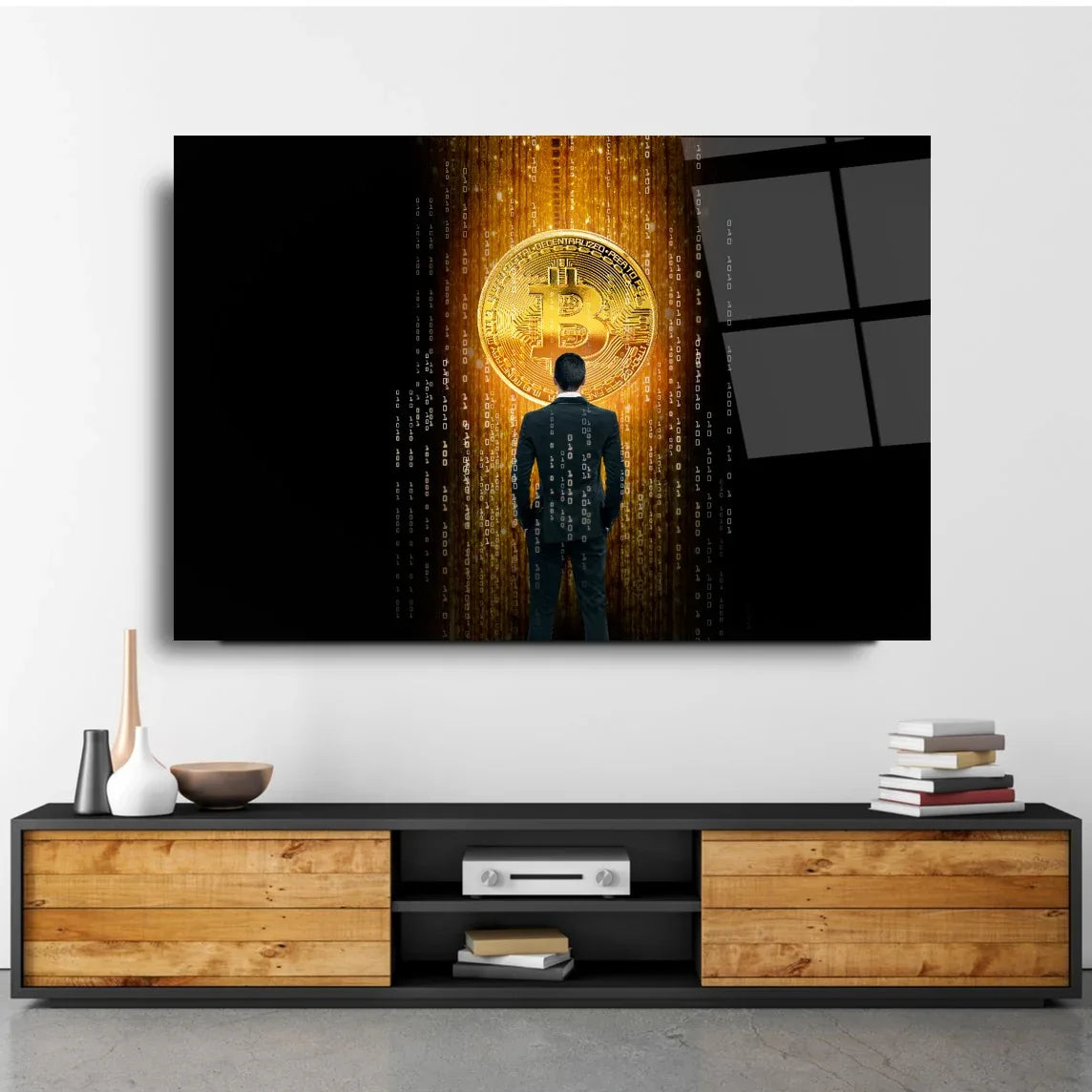 Bitcoin Glass Wall Art - LUXARTDECO