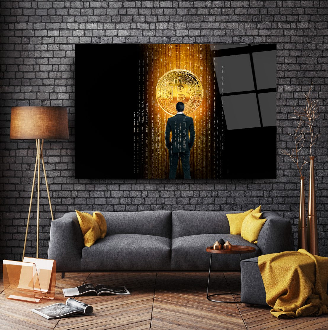 Décoration murale en verre Bitcoin 