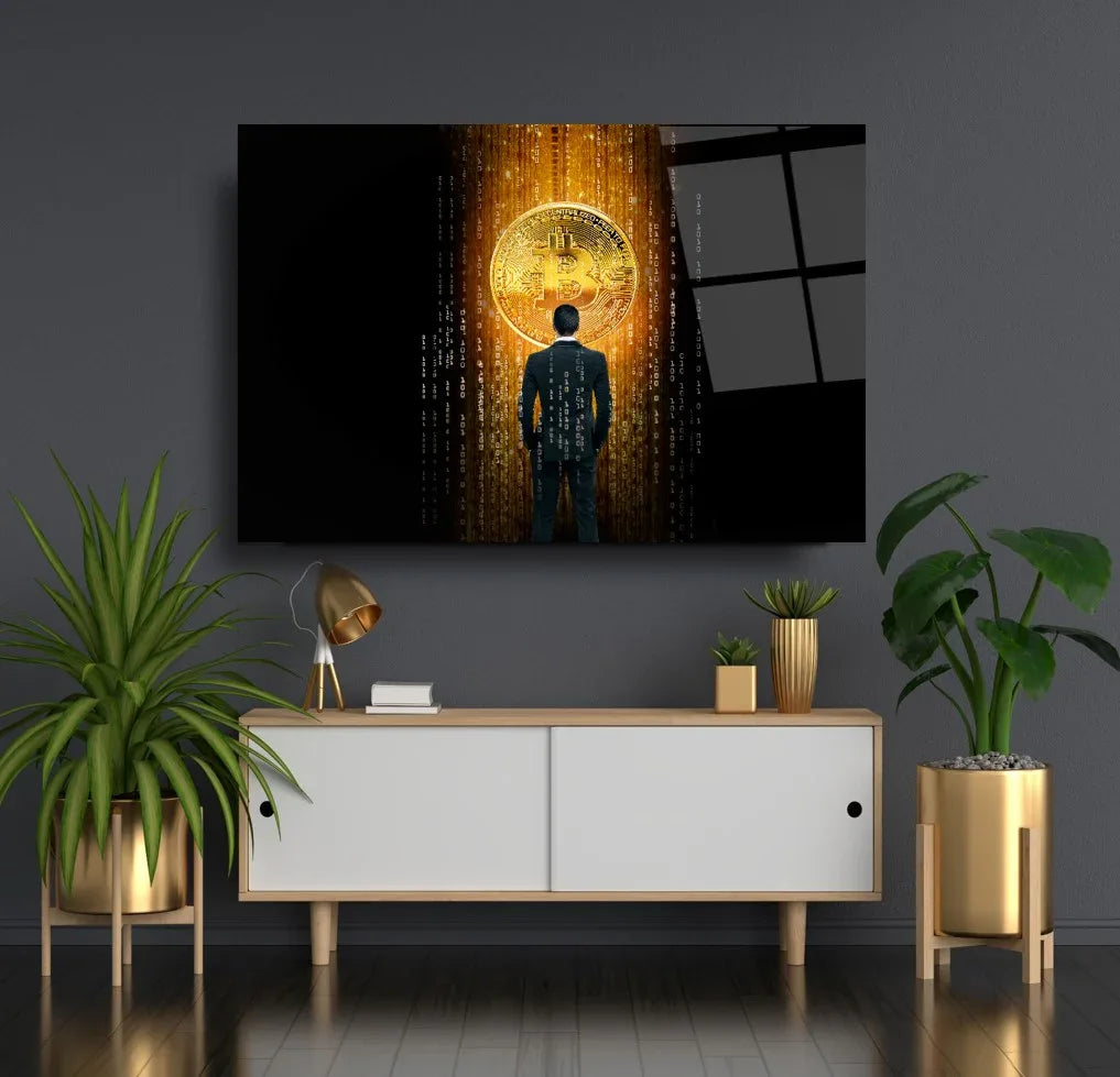 Bitcoin Glass Wall Art - LUXARTDECO