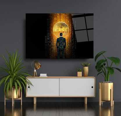 Bitcoin Glass Wall Art - LUXARTDECO