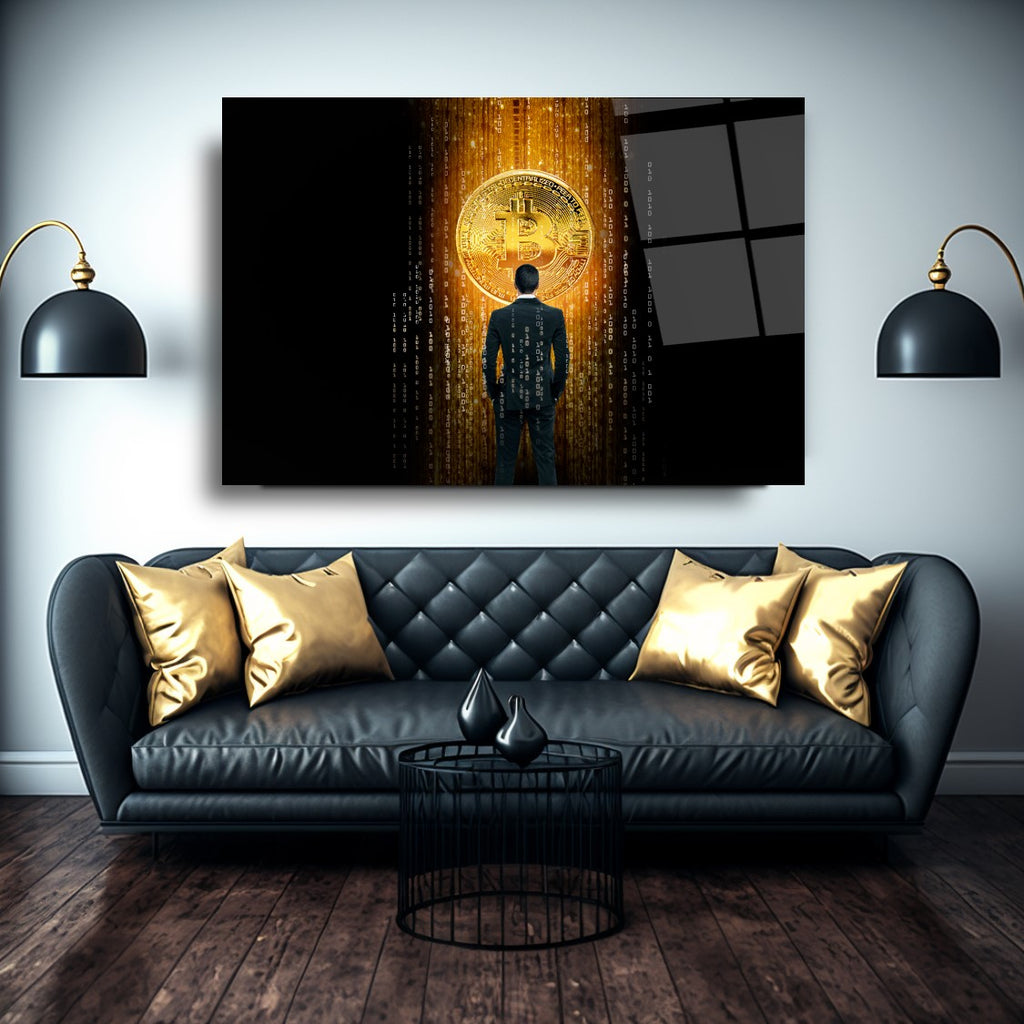 Décoration murale en verre Bitcoin 