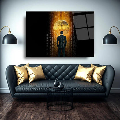 Bitcoin Glass Wall Art - LUXARTDECO