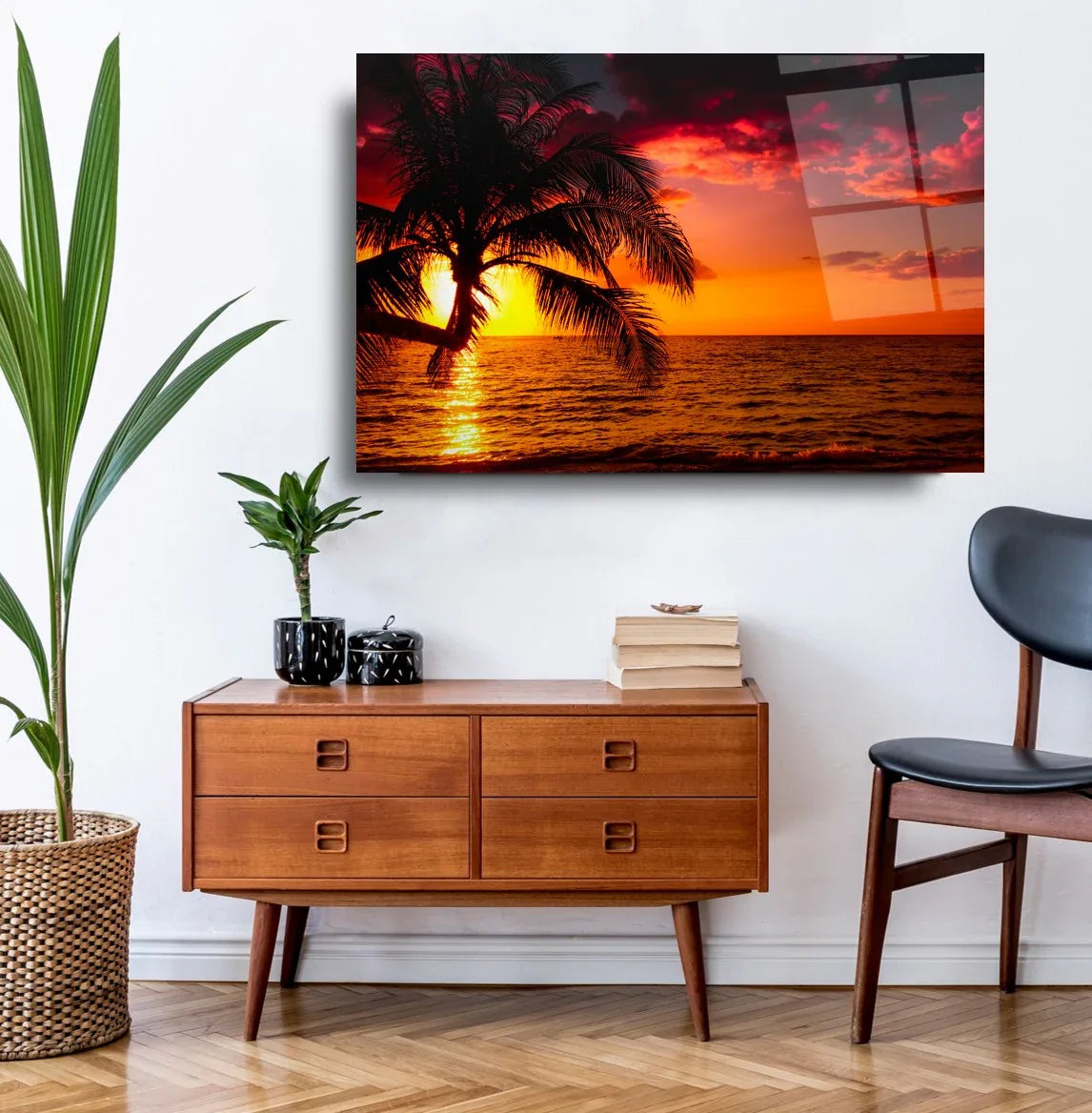 Sunset Palm Glass Wall Art - LUXARTDECO
