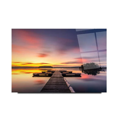 Sunset Bridge Glass Wall Art - LUXARTDECO
