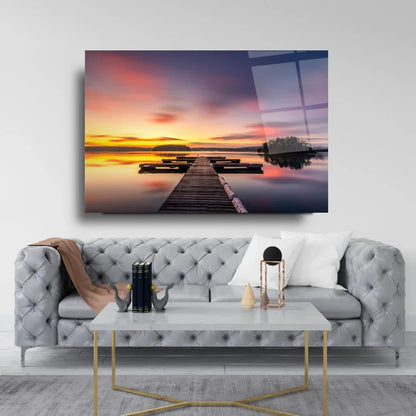 Sunset Bridge Glass Wall Art - LUXARTDECO
