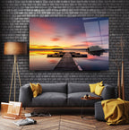 Tableau mural en verre Sunset Bridge