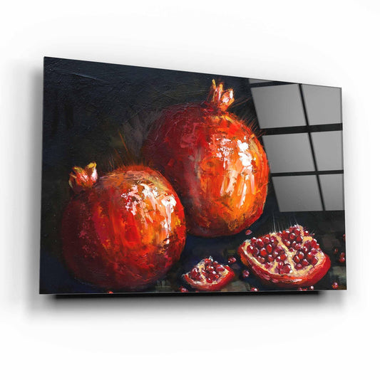 Two Pomegranates Glass Wall Art - LUXARTDECO