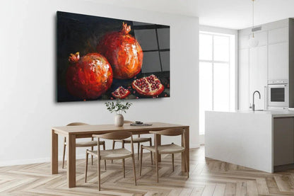 Two Pomegranates Glass Wall Art - LUXARTDECO