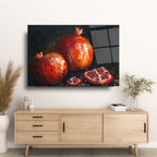 Deux grenades, tableau en verre