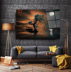 Tableau mural en verre Arbre et Lune