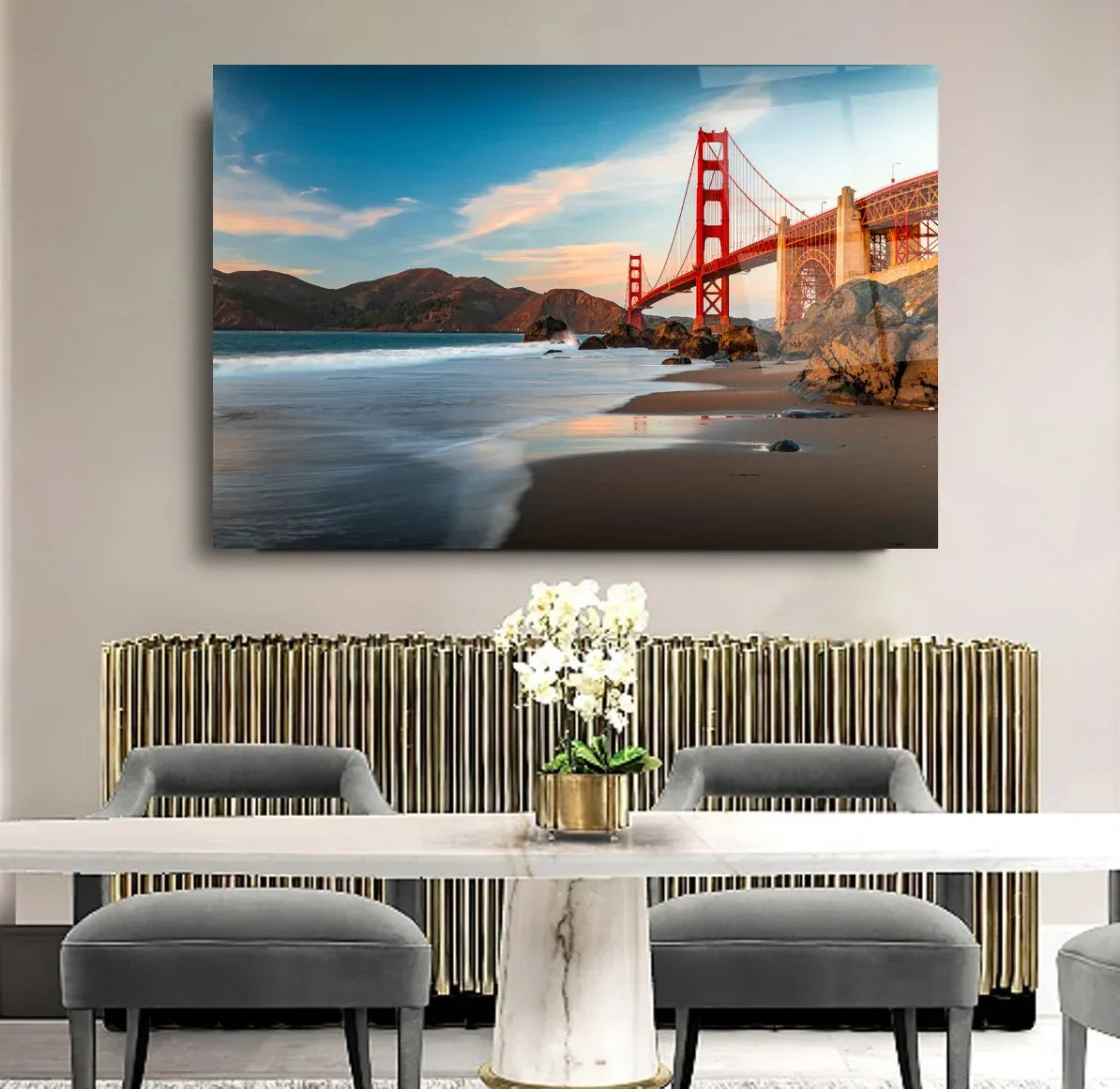 San Francisco Bridge Glass Wall Art - LUXARTDECO