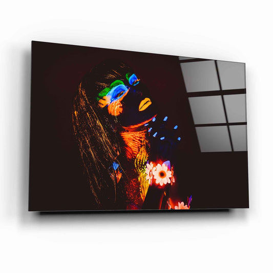 Colorful Woman Portrait Glass Wall Art - LUXARTDECO