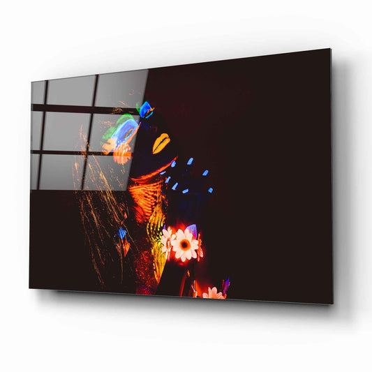 Colorful Woman Portrait Glass Wall Art - LUXARTDECO