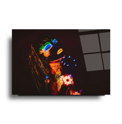 Colorful Woman Portrait Glass Wall Art - LUXARTDECO