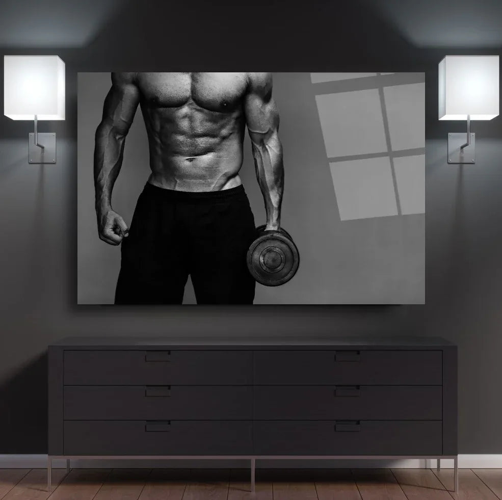 Fitness Athlete Glass Wall Art - LUXARTDECO
