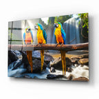 Three Parrots Glass Wall Art - LUXARTDECO