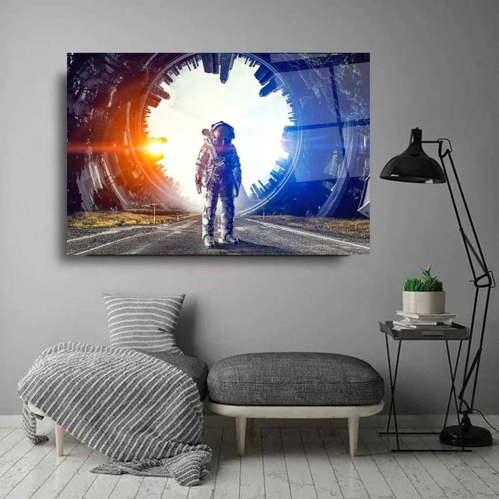 Cosmonaut Glass Wall Art - LUXARTDECO