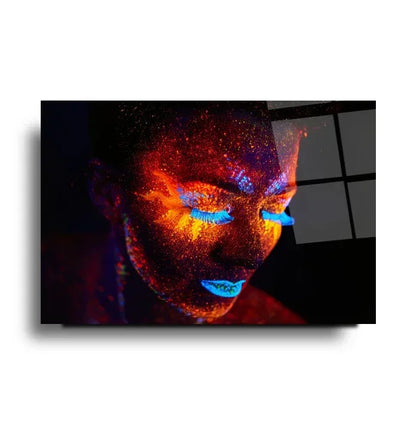 Colorful Woman Portrait Glass Wall Art - LUXARTDECO