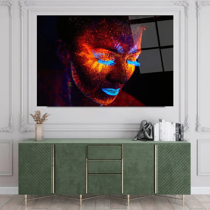 Colorful Woman Portrait Glass Wall Art - LUXARTDECO