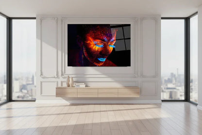 Colorful Woman Portrait Glass Wall Art - LUXARTDECO